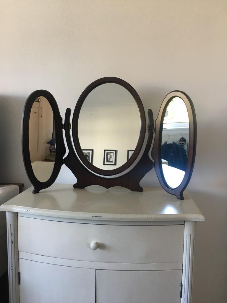 VINTAGE STYLE FREESTANDING TRIPLE DRESSING TABLE MIRROR IN FINE