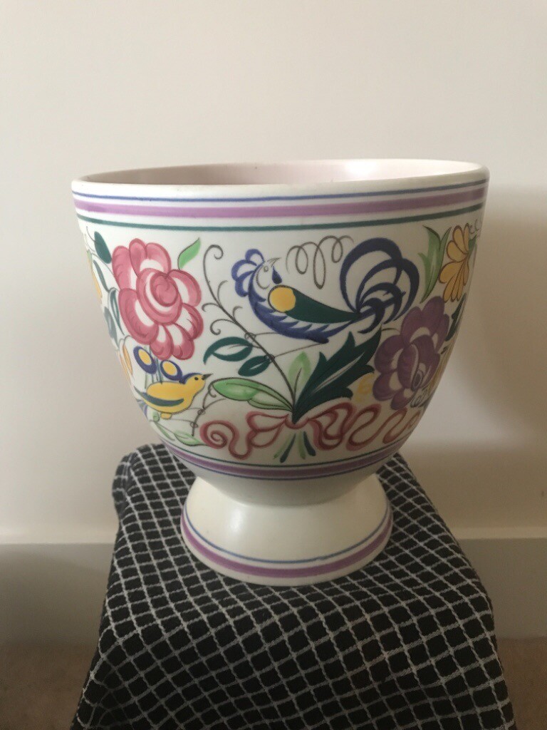 Vintage Poole Pottery Jardinier and 4 Bowls Floral Design 1950's 1960