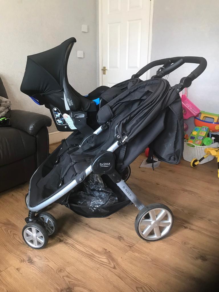 Britax double buggy pushchair with car seat in Swansea Gumtree