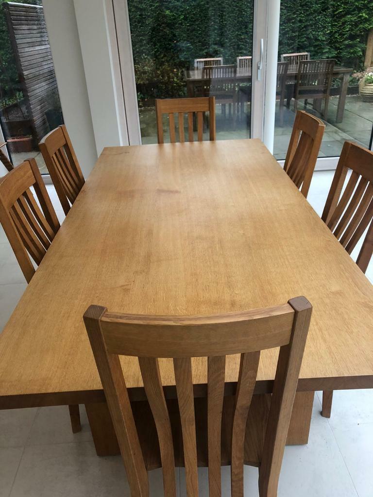 Solid oak 2m x 1m table and 6 oak chairs in Winchester, Hampshire
