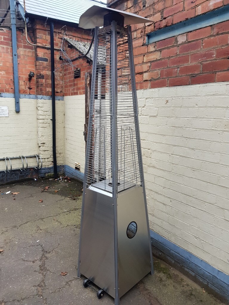 Real Flame Pyramid Outdoor Patio Heater In Stainless Steel In