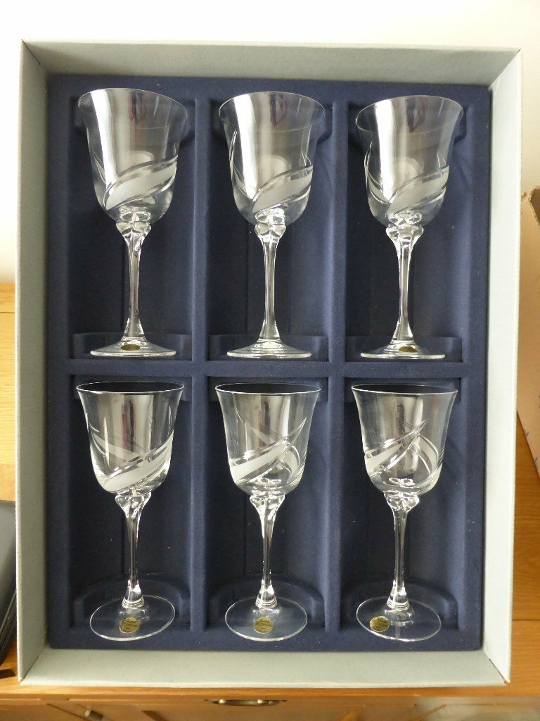 Crystal wine glasses by JG Durand of France in Boldon Colliery, Tyne