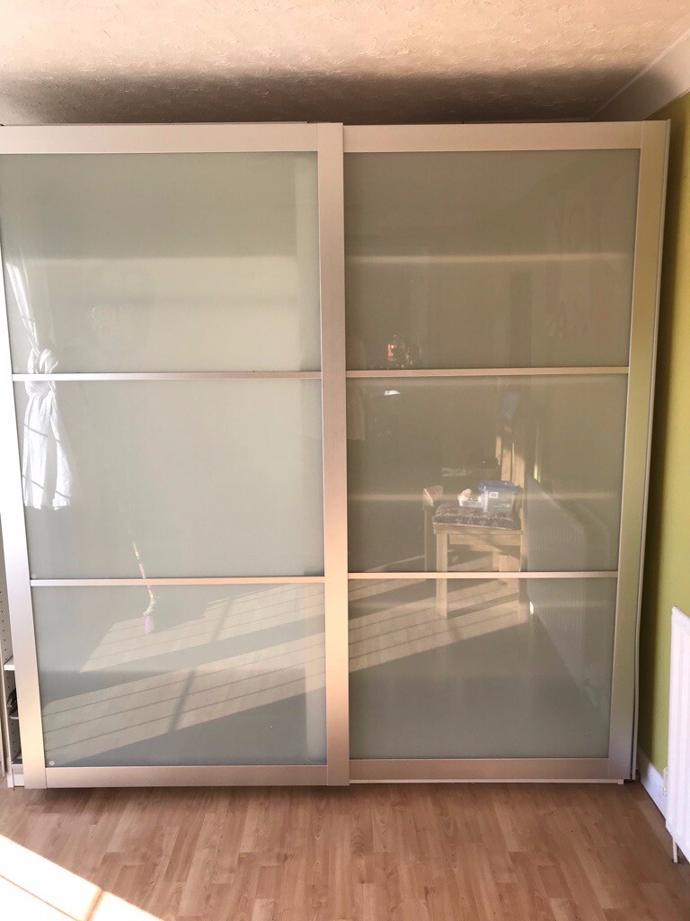 Contemporary Ikea Pax Wardrobe With Sliding Frosted Glass Doors