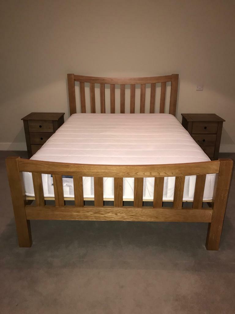 ‘Dreams’ OAK WOODEN DOUBLE BED FRAME WITH DOUBLE POCKET SPRUNG MATTRESS