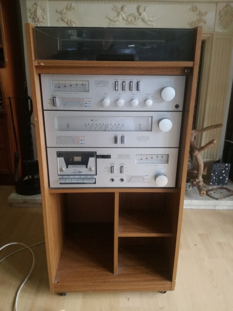 Vintage Amstrad Hi Fi Cabinet With Amp Fm Radio Cassette Deck And