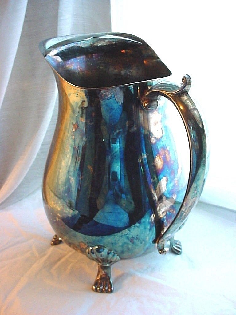 Vtg Leonard Silverplate Water Juice Tea with Ice Lip Claw Feet Thumb Tab