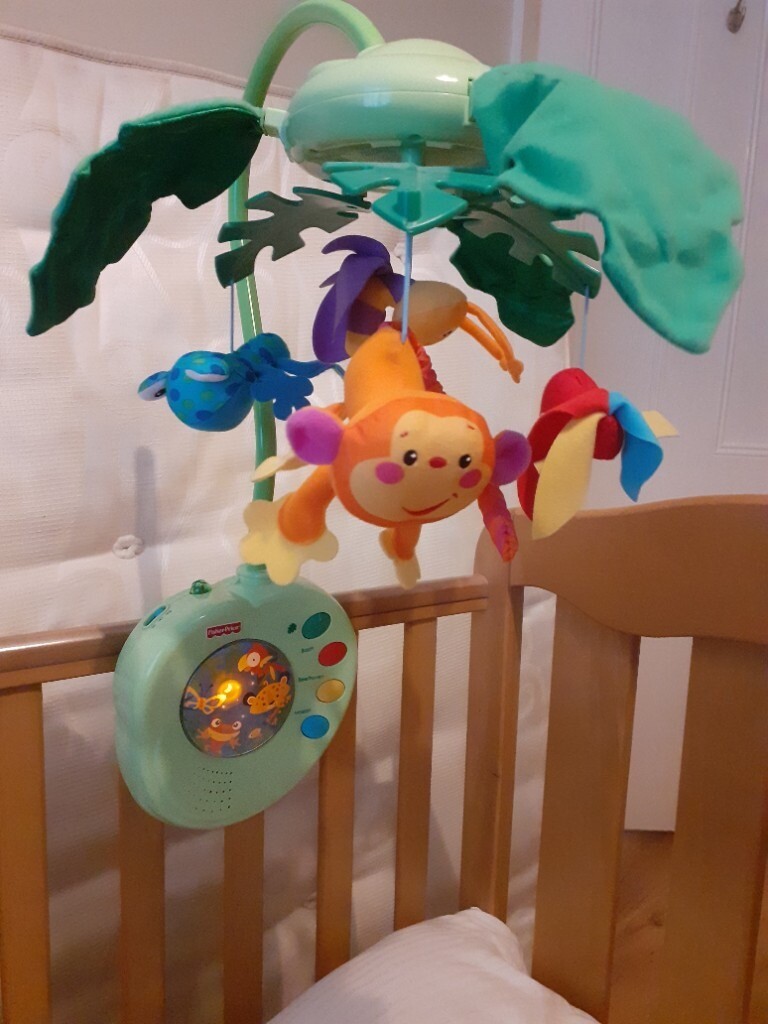 Fisher Price Rainforest PeekABoo Leaves Musical Baby Cot Mobile in