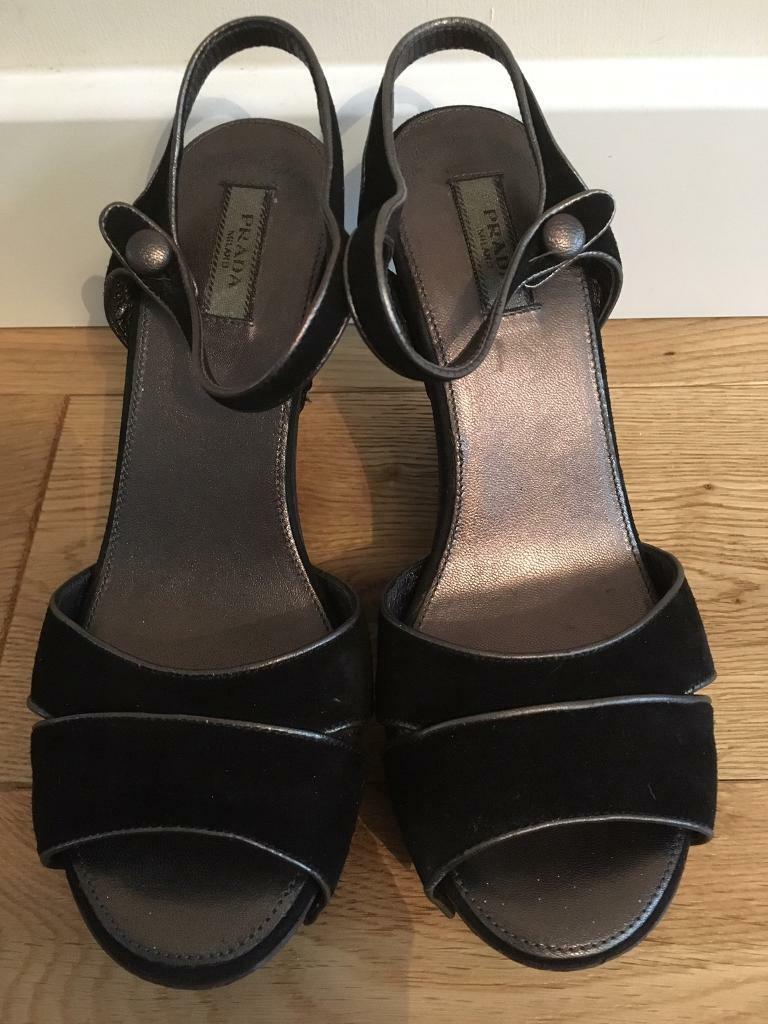 brand new Prada black suede shoes/sandals. Size 36.5. Comes