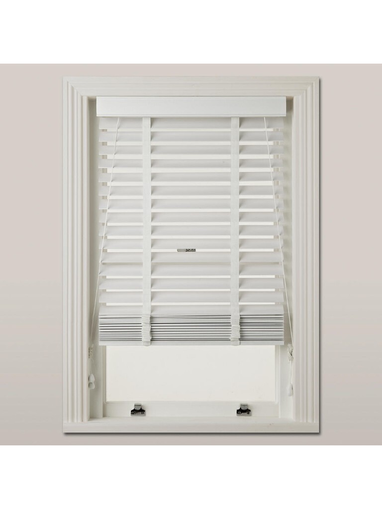 John Lewis White Wood Blind (50mm slats / 1.2m width) in