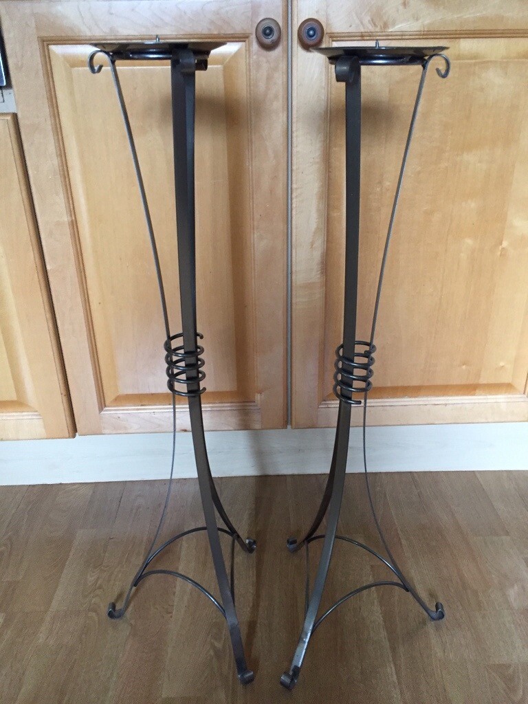 John Lewis Floor Standing Tall Candle Holders Stainless Steel In