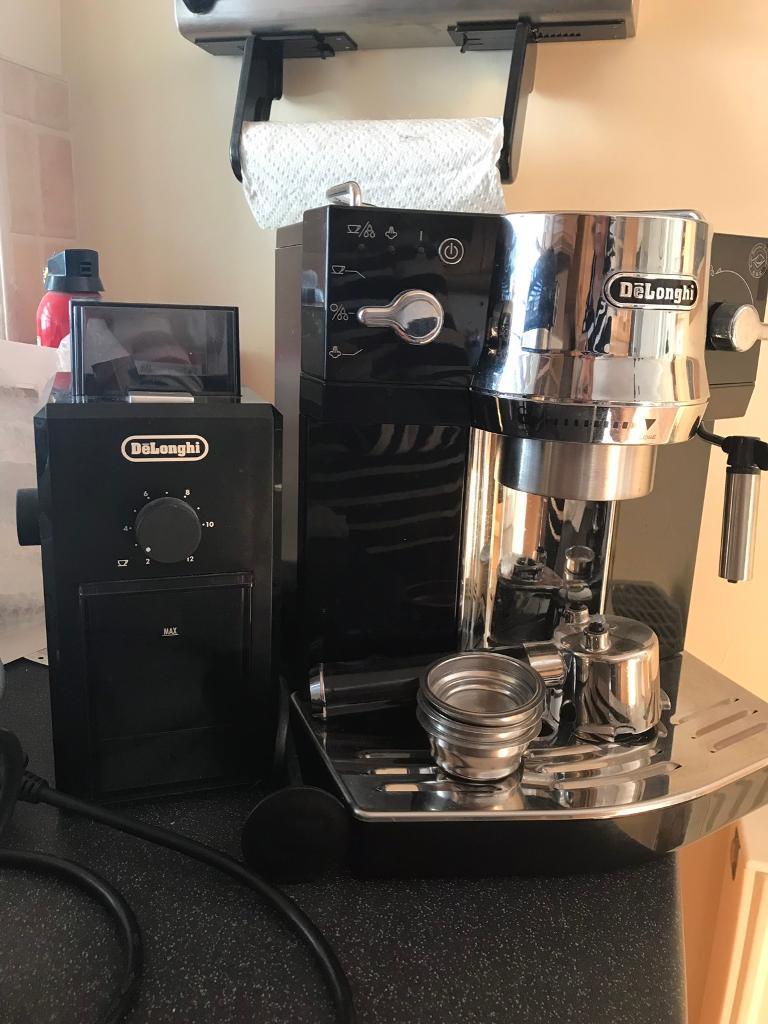 DeLonghi Coffee Maker EC820 bean to cup + DeLonghi grinder hardly