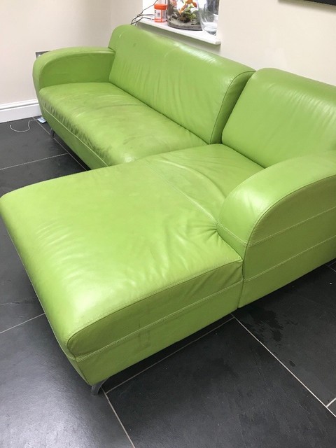 Ugly Bright Green Leather Sofa 4 Parts Free To Good Home In