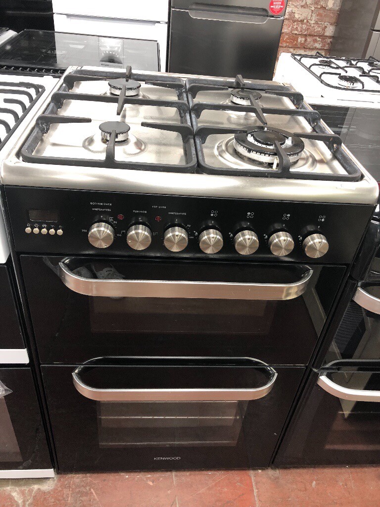 60CM BLACK/STAINLESS STEEL KENWOOD DUEL FUEL GAS COOKER in Hockley
