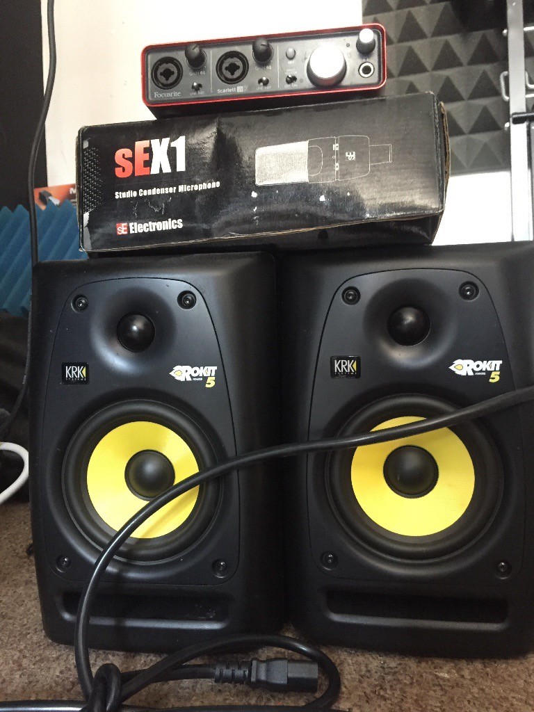 KRK Rokit 5 G2, Focusrite 2i2, SE electronic Mic 1(Used Studio