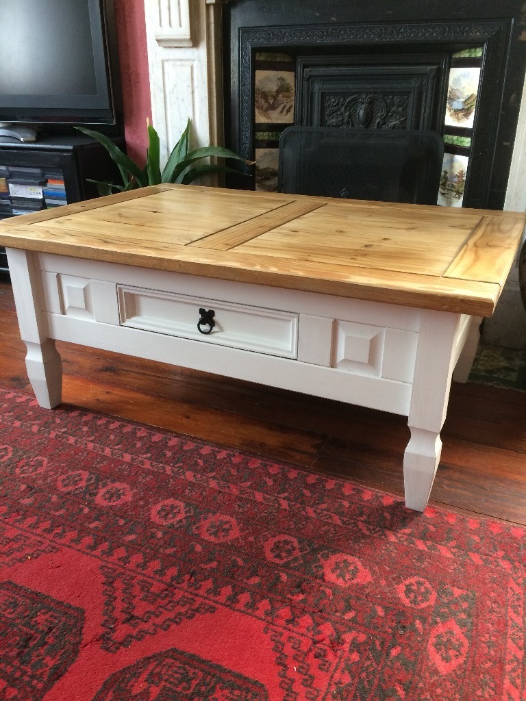 Pine coffee table sanded & waxed top and Annie Sloan painted legs in Plymouth, Devon Gumtree