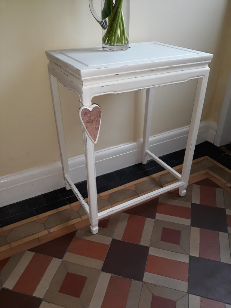 Console Table Vintage Style Small Shabby Chic Creamy White Chalk