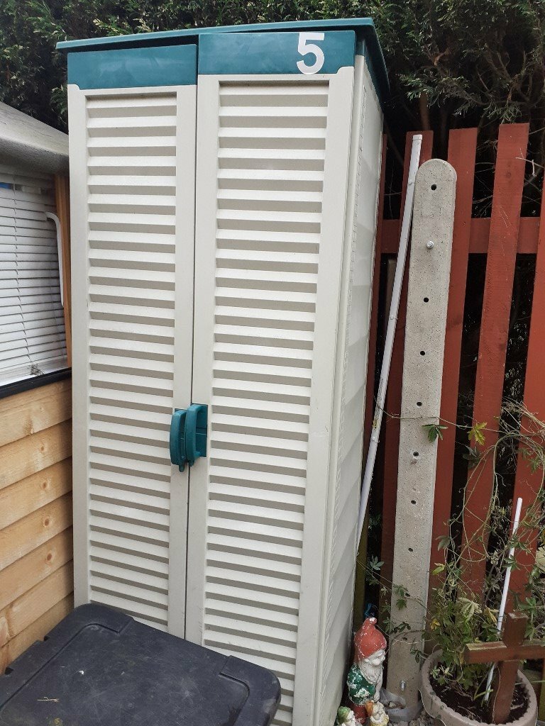 Tall plastic garden storage cupboard with shelves. in Hessle, East