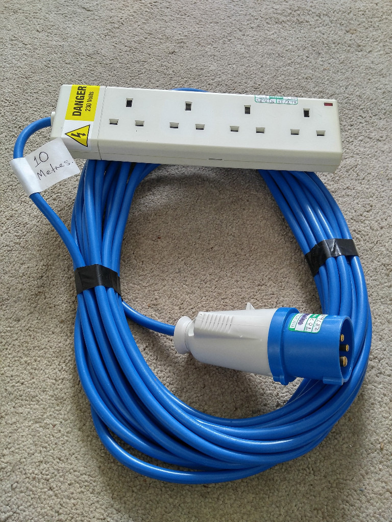 Camp Site Festival Camper Hookup Trailing lead Power cable, 4 x Socket