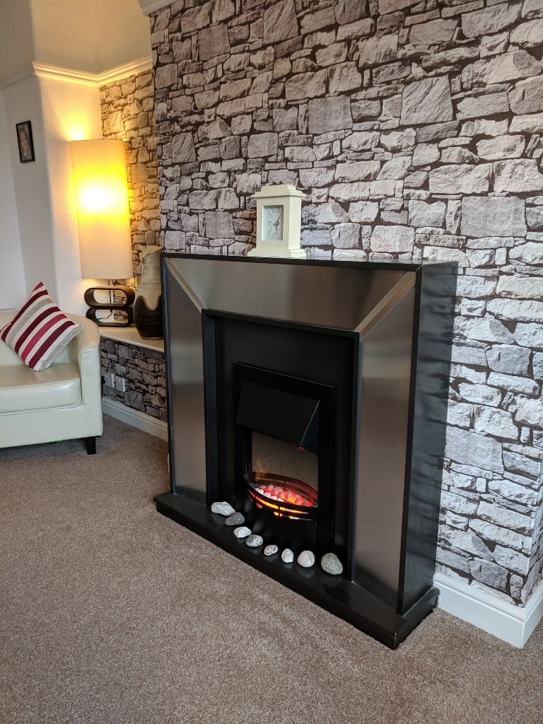 Metallic silver electric fireplace in East End, Glasgow Gumtree