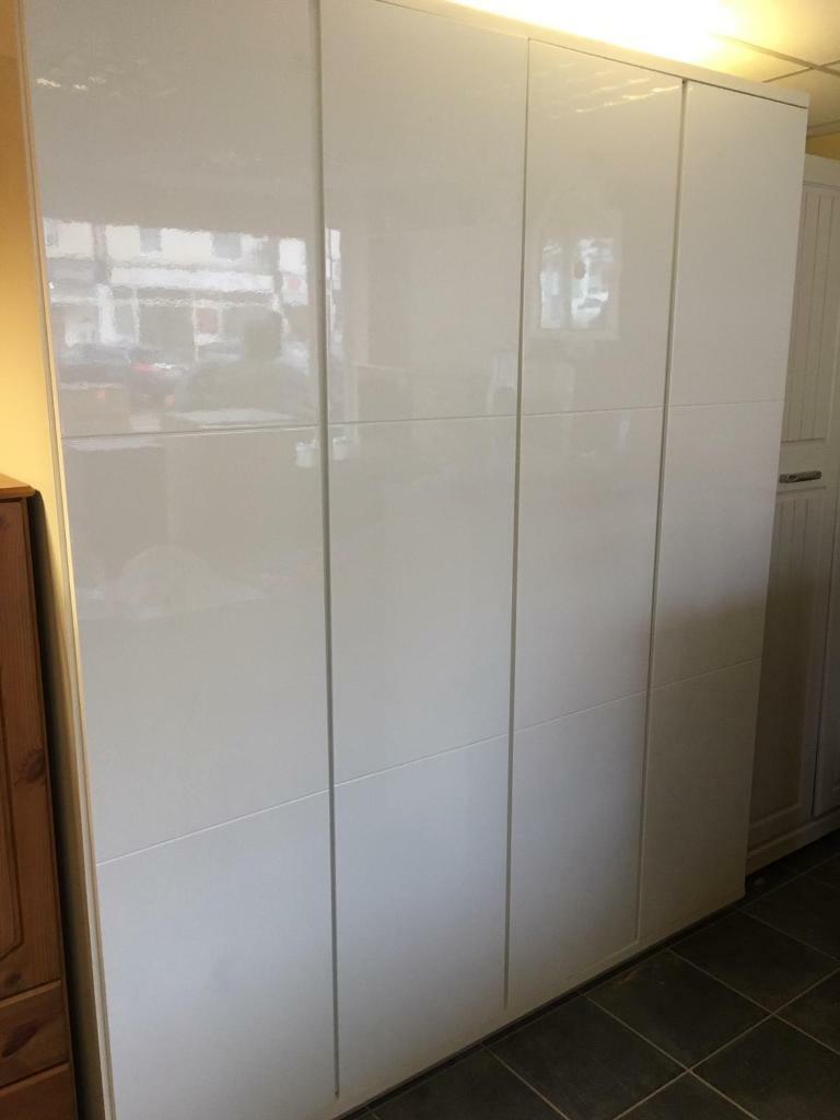 Large Great Quality Italian White High Gloss Wardrobe In Great