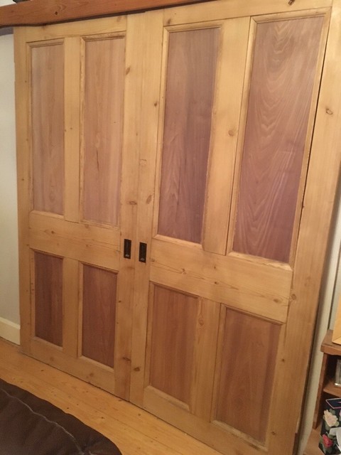 Original Antique Solid Pine Wood Sliding Doors Reclaimed In