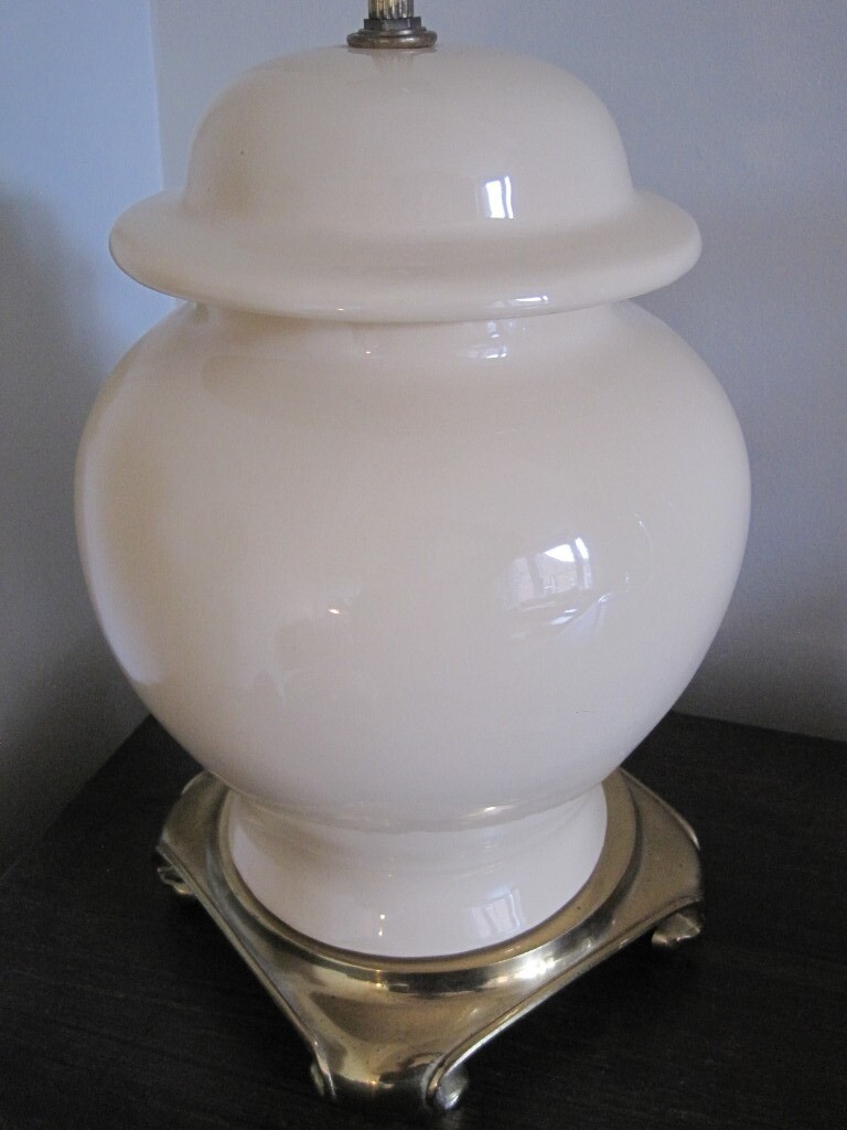 Large Traditional Classic Cream Ginger Jar Table Lamp Light With Metal