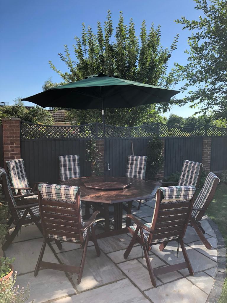 Clarecraft Jarrah Hardwood Patio Table and 8 Chairs in Newent