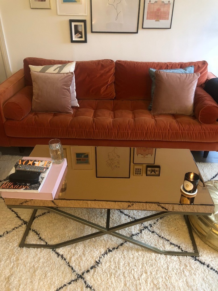 COPPER MIRROR LUXE RECTANGLE COFFEE TABLE from HOMESENSE AS NEW in