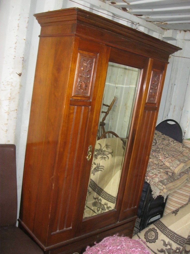 Vintage Ornate Wardrobe Ornate Central Mirrored