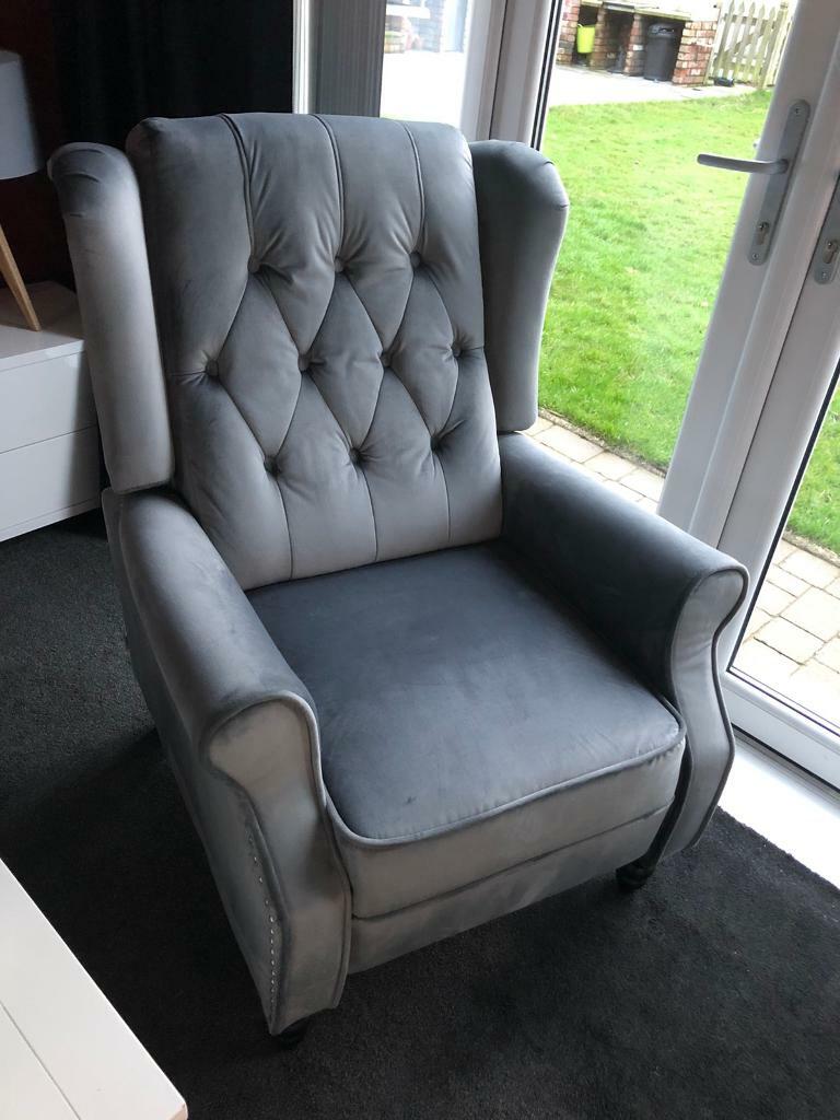 Grey velvet recliner chair ALTHORPE more4homes in Hyde, Manchester