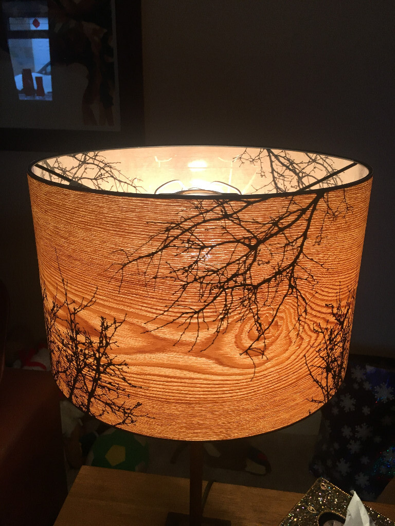 Two John Lewis Woodland Drum Light Shades Wood Effect And