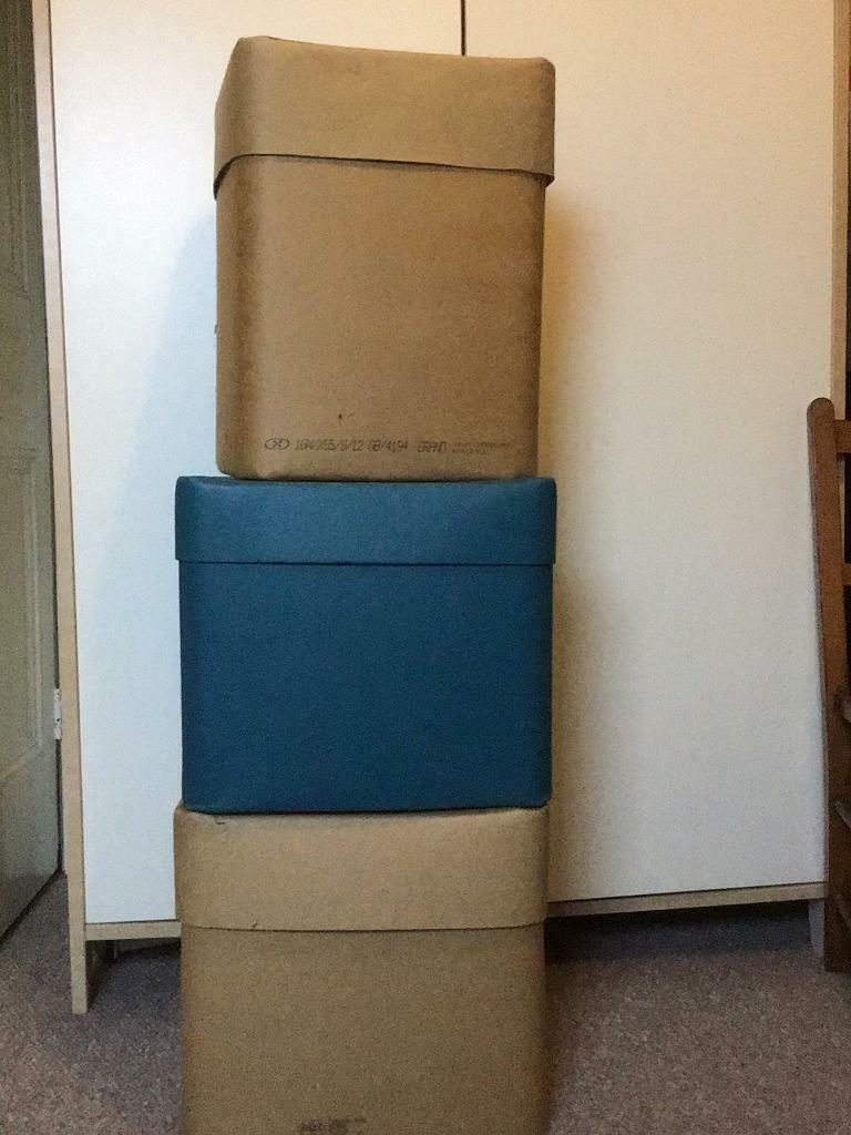 3 Habitat sturdy cardboard boxes useful for storage, shipping, toys