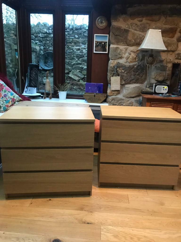 2 Ikea Oak Drawer Sets And 1 Shelving Unit In Penicuik Midlothian