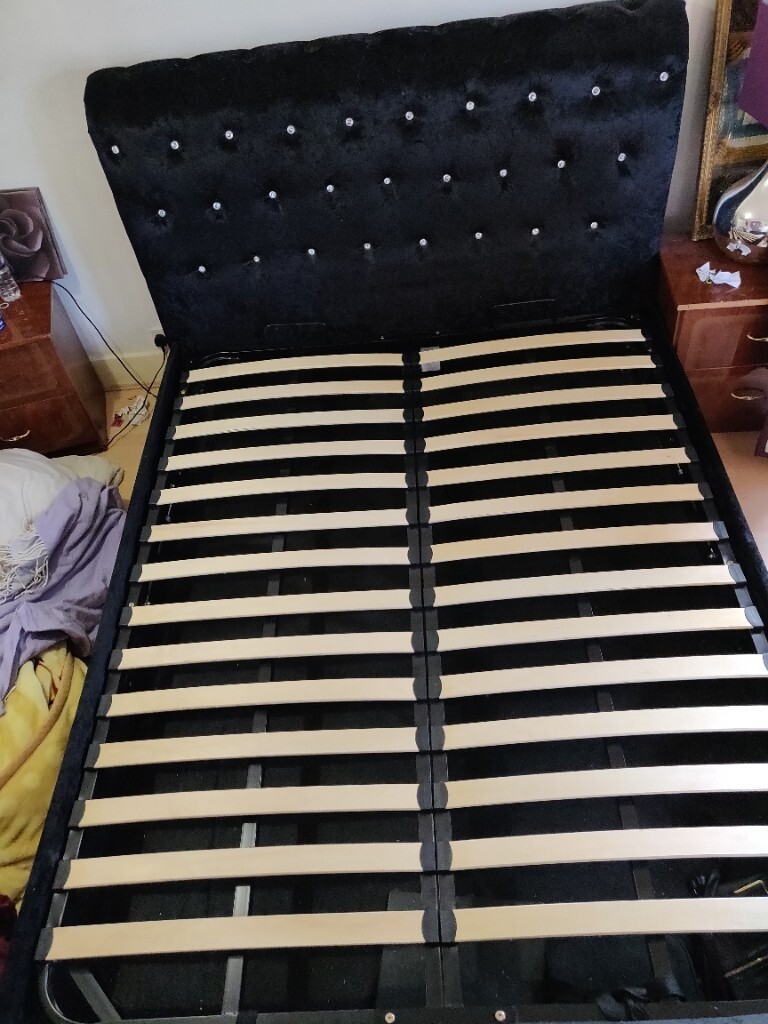 King Size Black Crushed Velvet Diamante Bed in Norbury, London Gumtree