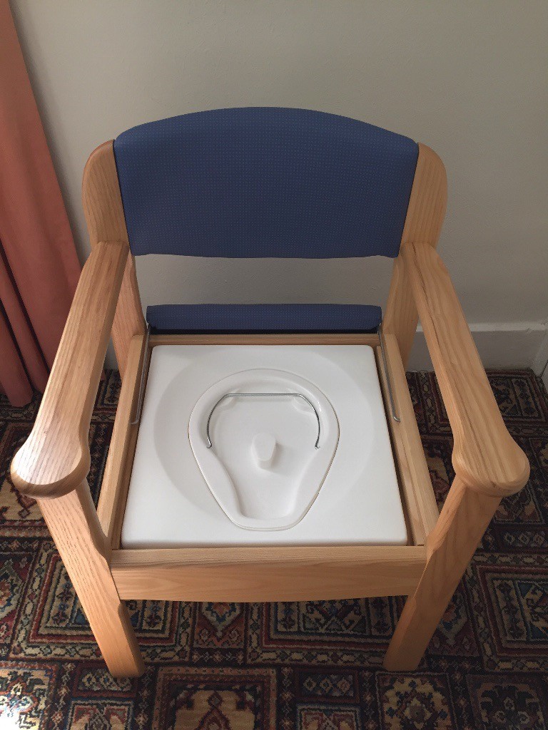 Commode Chair Gordon Ellis Royale in Blue. Sturdy Ash frame. Unused