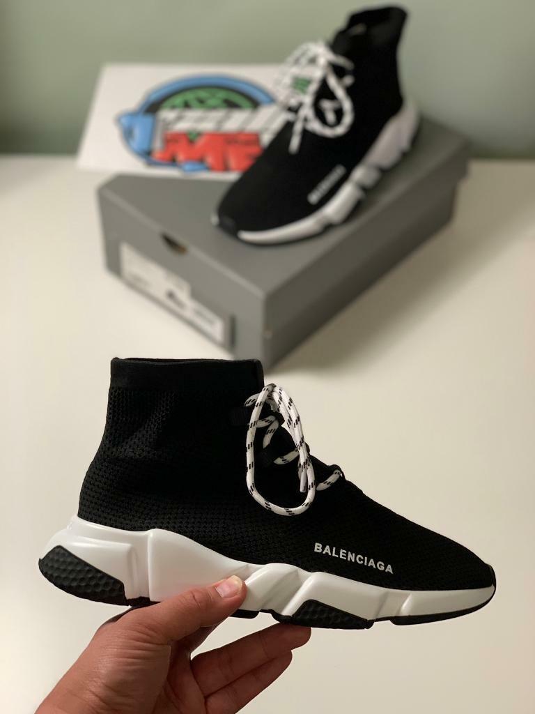Balenciaga Sock speed lace up runners trainers sneakers UK 7 black/white | in Stratford, London