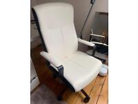 White and black leather look office chair