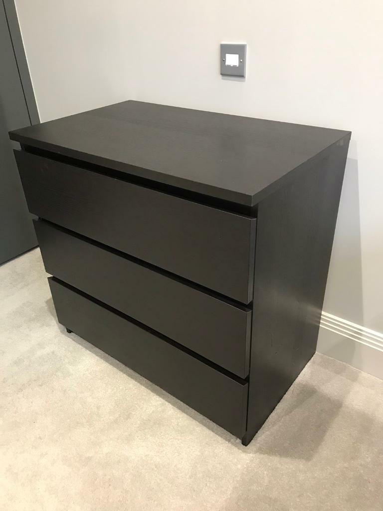Ikea Malm Chest Of 3 Drawers Black Brown In Crystal Palace