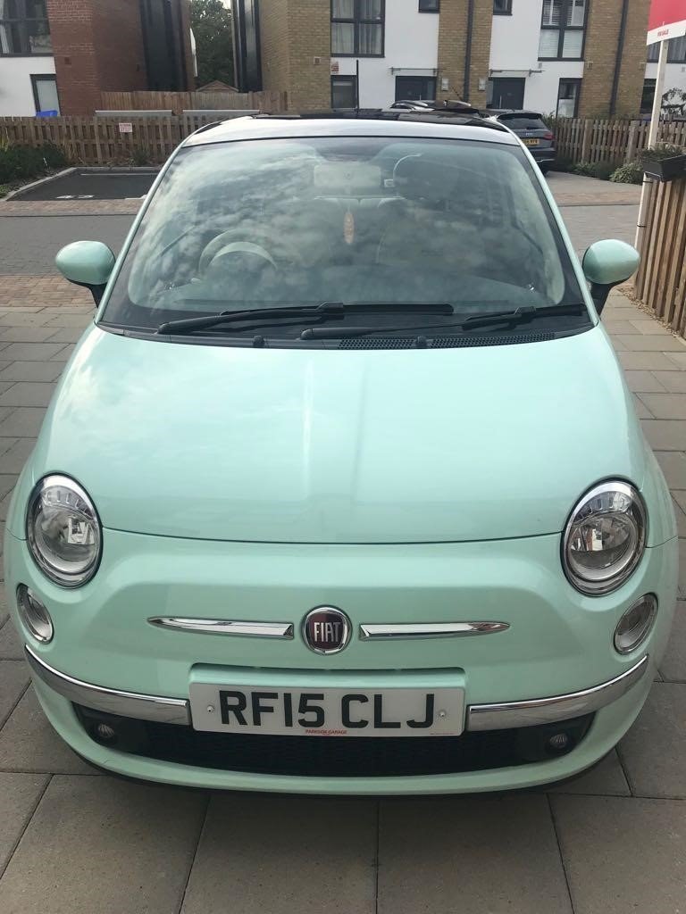 2015 Manual Petrol Mint Green Fiat 500 Lounge, 1242cc, 38,000 miles