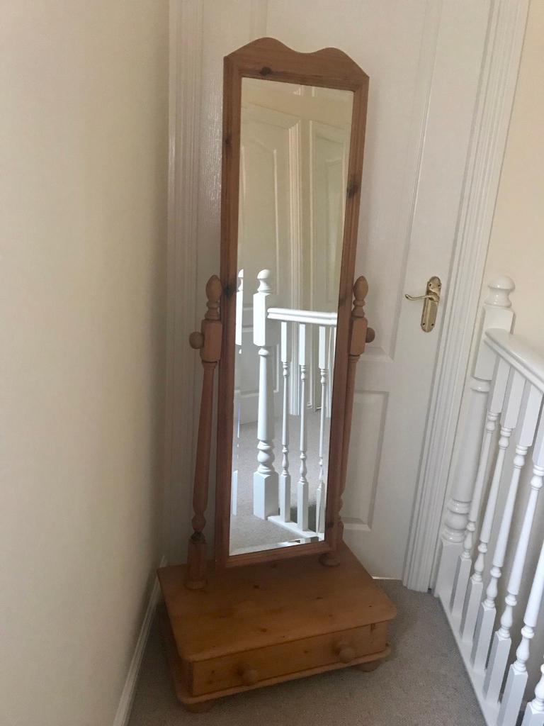 Solid Pine Free Standing Mirror With Drawer In Rushmere St