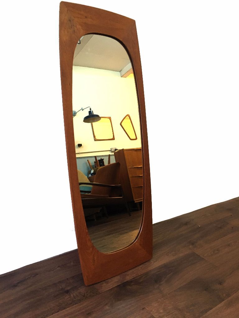 Retro Large Teak Danish Mirror - Mid Century Modern - Vintage - Made in