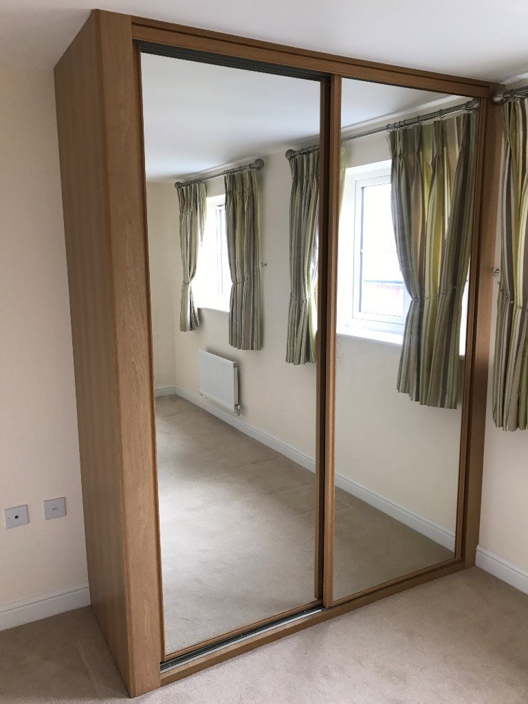 Mirrored Sliding wardrobe doors & tracks, new condition in Oxford