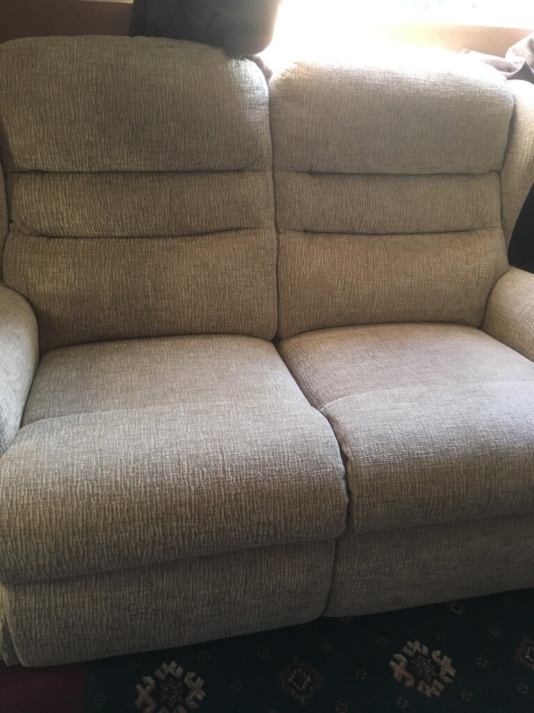 Two Seater sofa and 2 Chairs ( one chair reclines) Very ...
