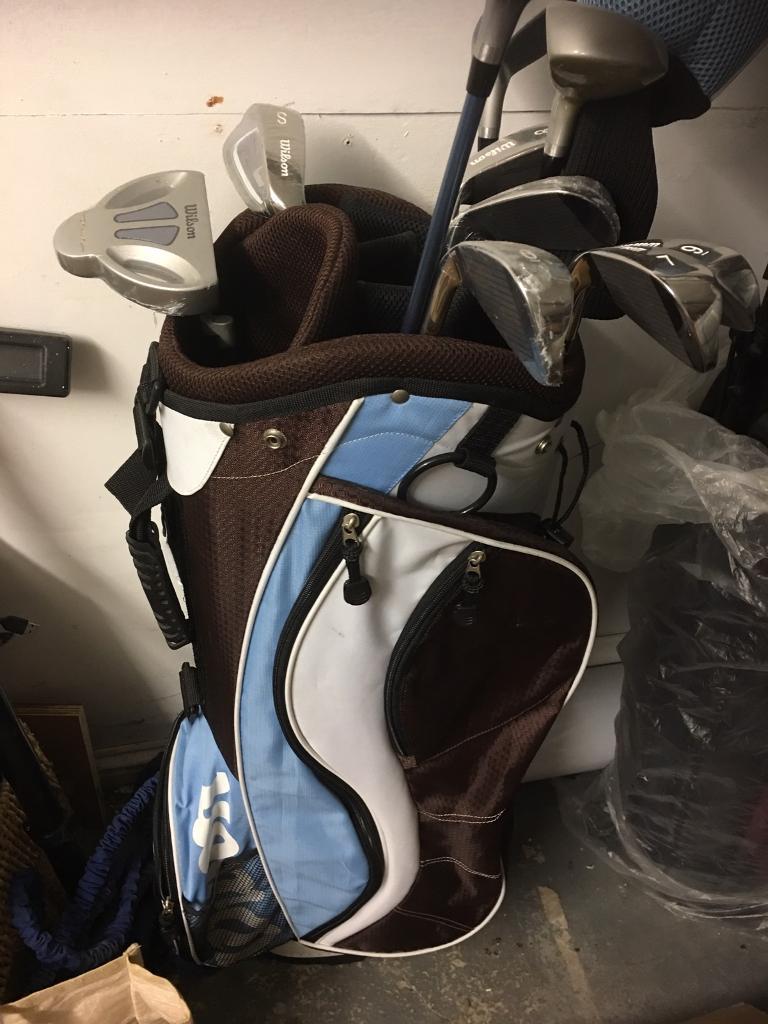 Ladies full set of golf clubs used once for sale including bag in