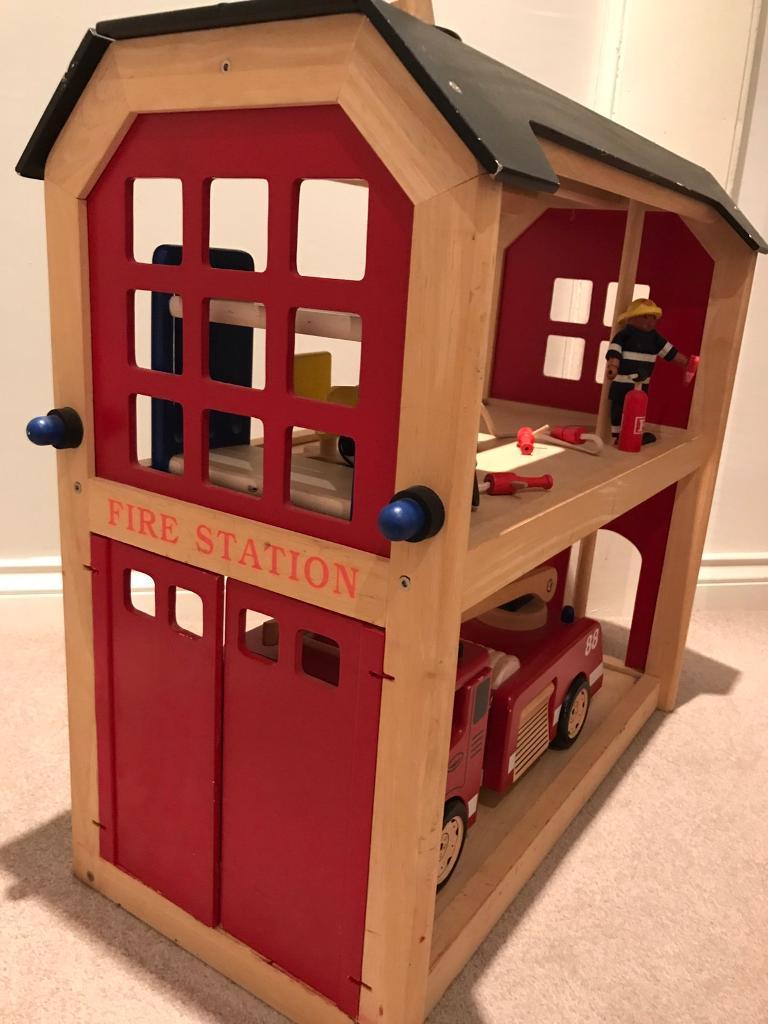 Pintoy wooden fire station and fire engine | in Portobello, Edinburgh