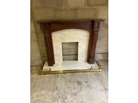 Marble, Brass and Wooden Surround Fireplace