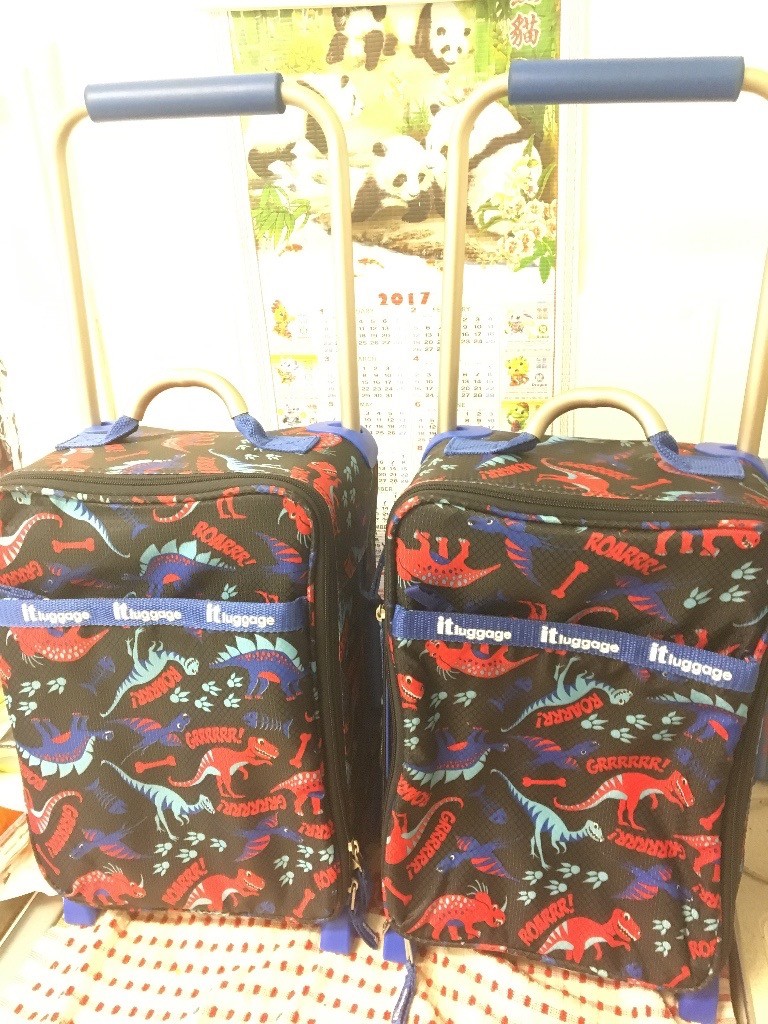 2 x IT luggage dinosaur lightweight kids cabin suitcase with wheels