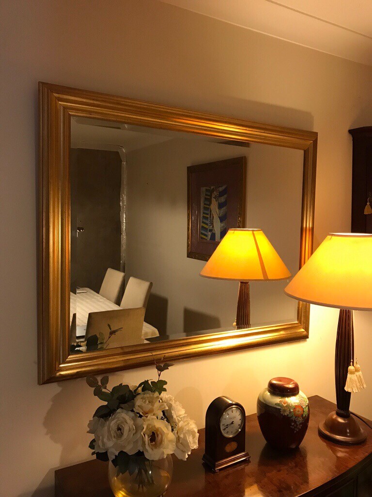 Beautiful 92 x 114cm John Lewis rectangular large gilt framed bevelled