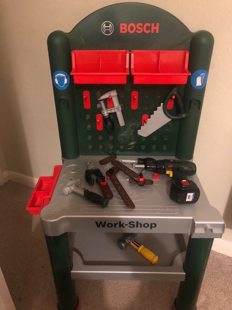 Kids Boys Bosch Luxury Tool Station Work Shop With Battery Drill Tools