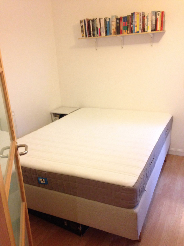 IKEA Evenskjer bed base and Hamarvik mattress, king size 150cm, 4 wooden legs, guest bed hardly